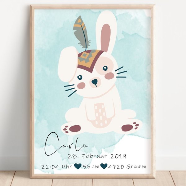 Boho Weißer Hase Poster