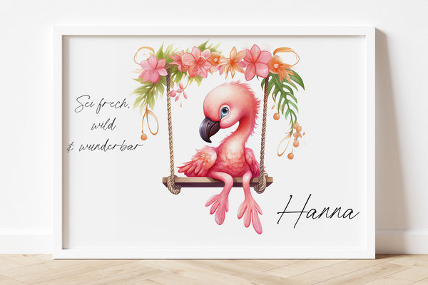Schaukel Flamingo Poster