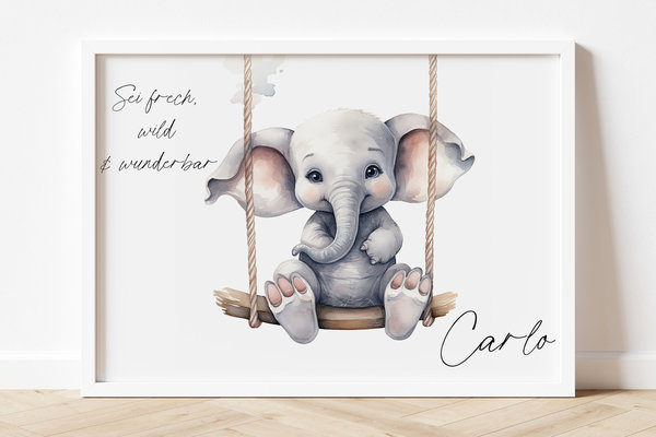 Schaukel Elefant Poster