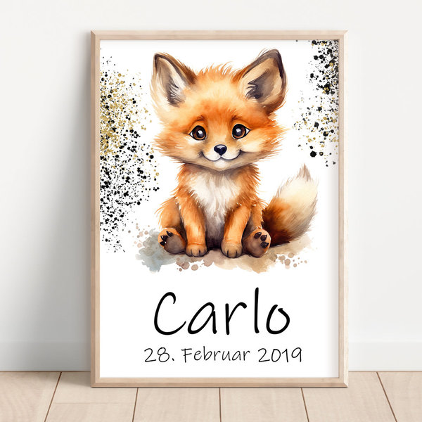 Waldtiere Babys Fuchs Poster